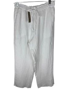J.Crew White Linen Pants Women Size S Beachy Coastal Relaxed Minimalist Resort - Picture 1 of 2