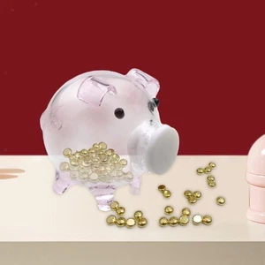 Piggy Bank Clear Glass Pig Bank 2.4x1.6inch Money Saving Pot Valentine's Day - Picture 1 of 6