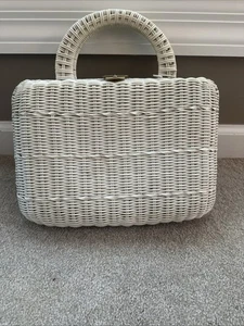Borsa a mano donna vintage ADG Fashion Imports in vimini bianco - Foto 1 di 15