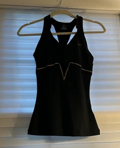 Nike Dri Fit black with gold lines XS halter with bra - Picture 1 of 8