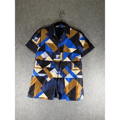 J Crew Collection 几何印花短袖纽扣衬衫女式 6 Artsy — 第 1/4 张图片