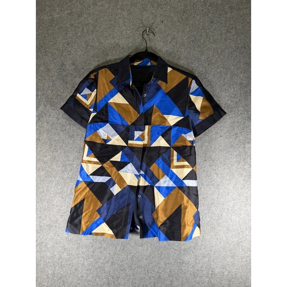 Camisa J Crew Collection Estampado Geométrico Manga Corta Abotonada Mujer 6 Artística Foto 1 de 4