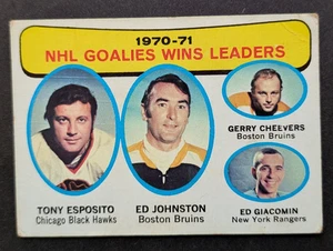 1971-72 Topps Hockey Card #4 - NHL Goalie Wins Leaders - Esposito, Giacomin - Picture 1 of 2