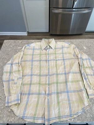 ALEX CANNON SHIRT MENS SIZE MEDIUM M BUTTON DOWN LONG SLEEVE 100% COTTON  - Imagem 1 de 4
