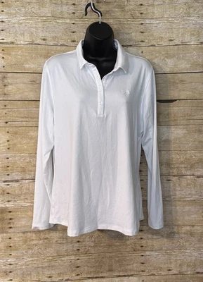 Women’s Under Armour White Heatgear Fitted Polo Golf Shirt XL Nice - Image 1 of 3