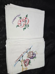 Vintage Handmade Anthropomorphic Fruit Tea Towels Berries Peach - Picture 1 of 9