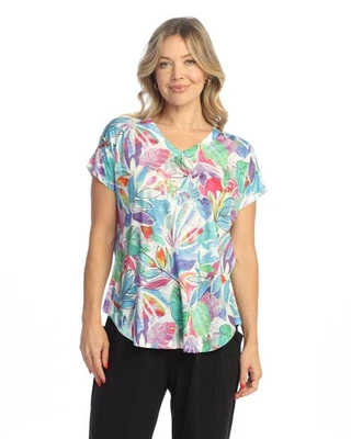 Jess & Jane Pop Art Dolman Cap Sleeve Top - 60-1512 - Image 1 of 2