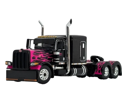 1/64 DCP BLACK/PINK PETERBILT 389 W/ 63" FLAT TOP SLEEPER - Image 1 of 4