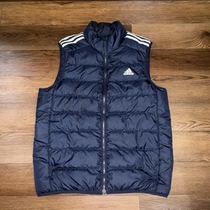 Adidas Essentials 3-Streifen dunkelblau leichte Daunenweste Größe Large neu ohne Etikett - Bild 1 von 6