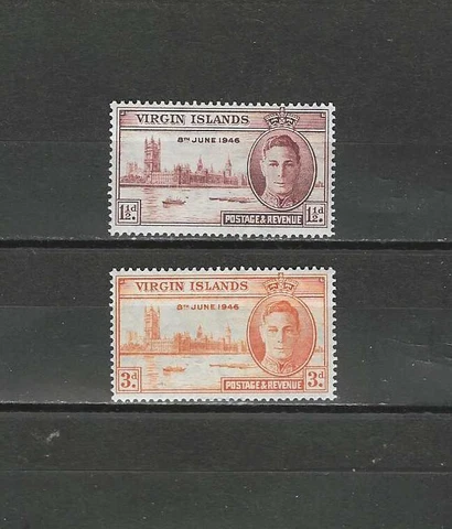 VIRGIN ISLANDS , 1946 , PEACE ISSUE , SET OF 2 STAMPS  , PERF , MNH Cover