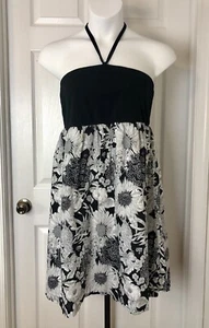 Liberty of London For Target Halter Dress Womens XL Black White Floral Lined - Picture 1 of 14