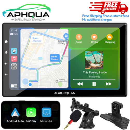 Aphqua LED 9Inch Autoradio Car Stereo Radio Wireless Apple Carplay Android Auto