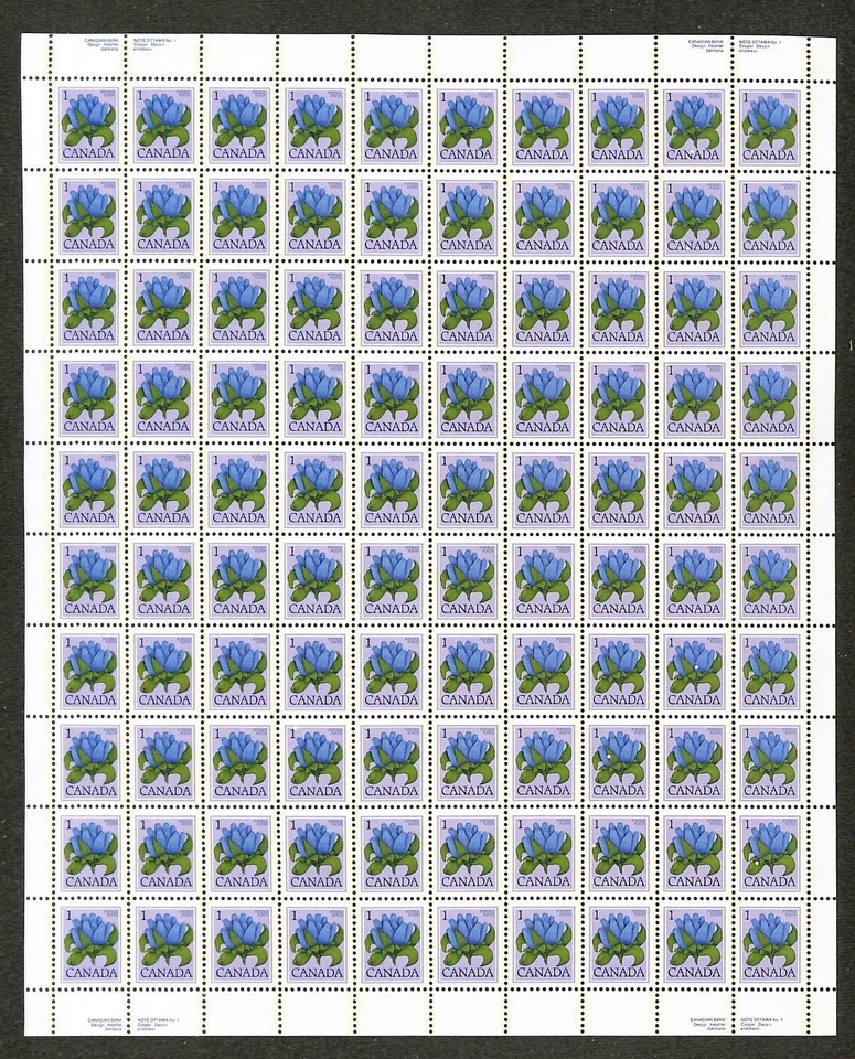Canada - Scott 705 - Full Plate Sheet of 100 Stamps - Plate 1 CBN - 1977 - Image 1 of 1