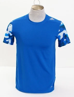 Camisa atlética masculina Adidas TechFit ClimaLite azul ajustada manga curta nova com etiquetas - Imagem 1 de 4