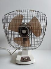 Vintage Xpelair-Taurus Oscillating Fan. White Brown. Desktop Size. Working Well.