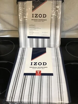 JUEGO DE SÁBANAS DOBLES IZOD Microfibra Cepillada - Raya Omber - Nuevo en caja Foto 1 de 3