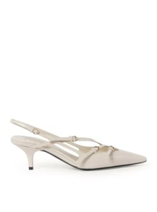MIU MIU $1290 Ivory Patent Leather With Buckles Slingback Pumps New & Authentic - Picture 1 of 4