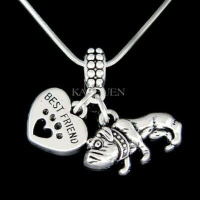 Bulldog Cuore Amore Best Friend Zampe Collana Perdita Animali Ciondolo - Immagine 1 di 4