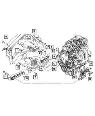 Soporte de reacción de par delantero de neón genuino Mopar 2001-2005 Dodge 4668263AE Foto 1 de 4