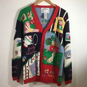 Maglione brutto cimeli album albero genealogico 1995 maglia a mano occhio di aquila taglia small - Foto 1 di 13