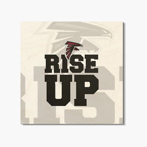 Atlanta Falcons Rise Up NFL Sport 4"" X 4"" montaña rusa cuadrada de madera - Imagen 1 de 3