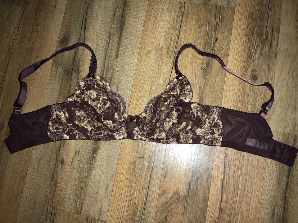 FELINA Brown Beige Lace Underwire Lightly Lined UNPADDED Bra 32DD  #5579 - Image 1 of 4