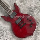 Red Electric Guitar Quited Maple Top Rosewood Fretboard 2Emg Pickups Black Parts