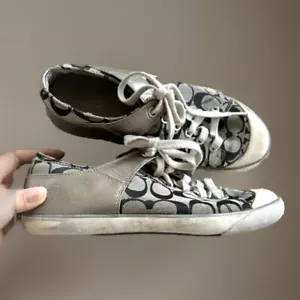 Coach Francesca Damen-Sneaker Schuhe Signatur C-Logo schwarz silber US 8,5 - Bild 1 von 5
