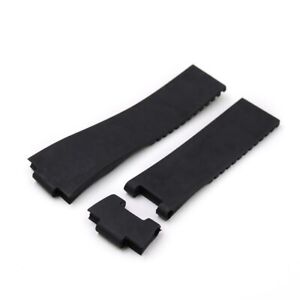 25*12mm Black Waterproof Rubber Wrist Watch Band Strap Belt For Ulysse Nardin