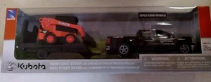 New NewRay Diecast Metal Kubota SSV65 Skidsteer with Black Chevrolet Truck - Picture 1 of 11