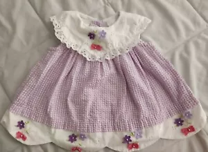 Vintage Little Billy lila weiß Schachbrett Kleid Blumen Mädchen Kleinkind 3-6 Monate EUC - Bild 1 von 11