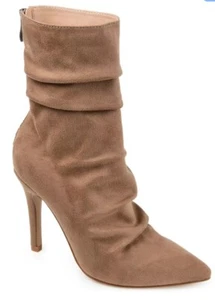 Journee Collection Women's Markie Back Heel Zip Stiletto Booties  Tan Size 11 - Picture 1 of 10