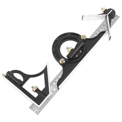 12英寸组合方形套装,量角器和中心头,公制/帝国,水平 — 第 1/4 张图片