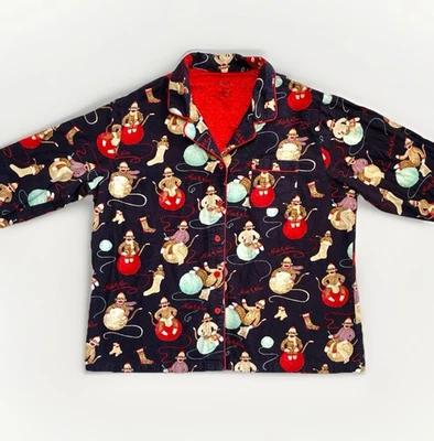 Nick & Nora Pijama Top XXL 2X Calcetín Mono Hilo Algodón Púrpura Franela Acogedor Foto 1 de 4