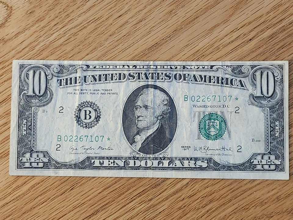 1977 $10 "STAR NOTE" NEW YORK DISTRICT B02267107* - Image 1 of 4