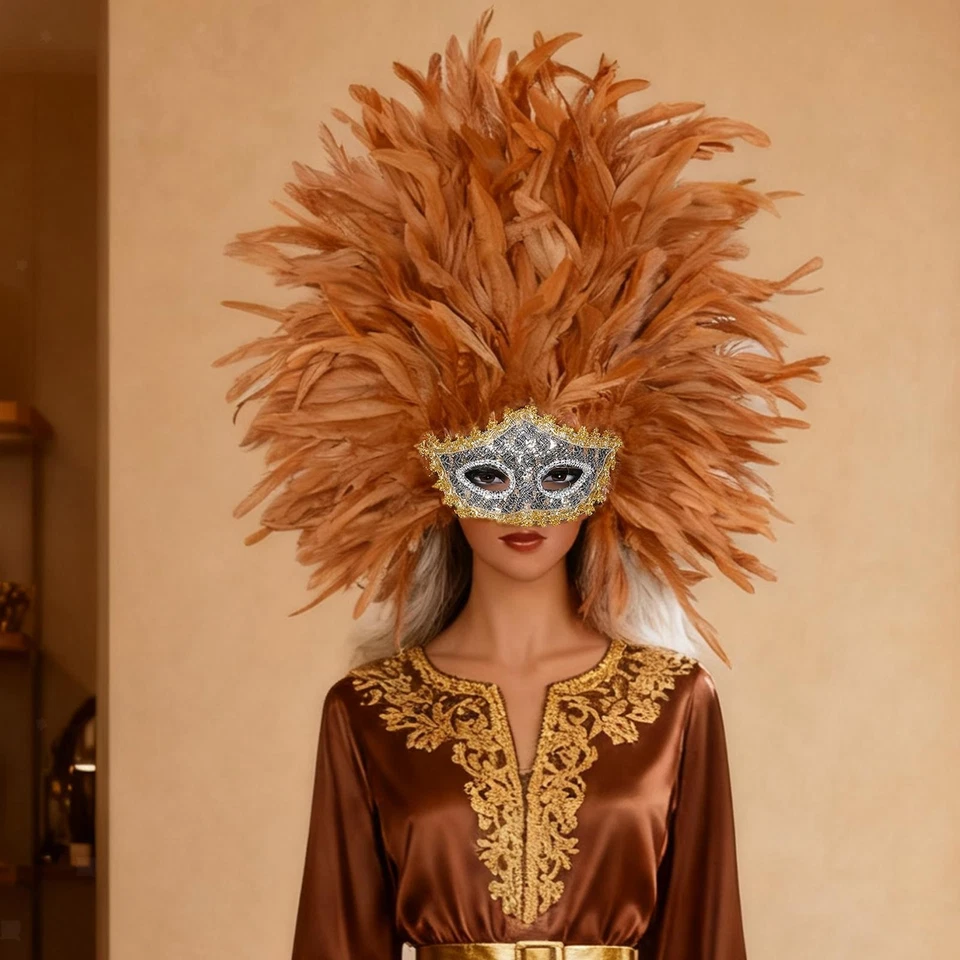 Tocado de plumas para adultos niños Prendas para la cabeza Banda para el cabello Vestido elegante para carnaval Foto 1 de 1