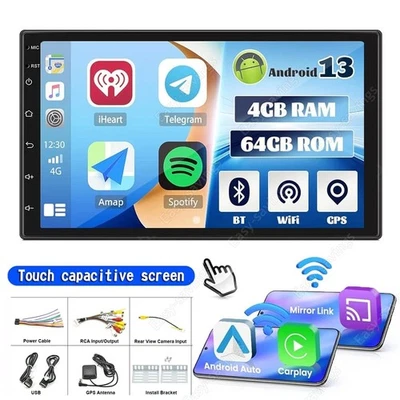 7inch Car Radio Apple Andriod Carplay Car Stereo Touch Screen Double 2Din 4+64GB - Image 1 of 4