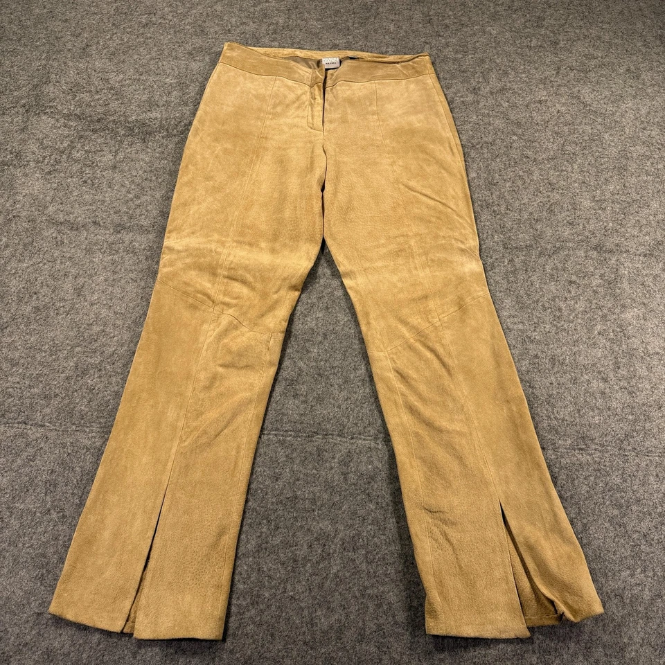 Pantalones de cuero Wilsons para mujer 10 gamuza tostada corte bota dobladillo dividido forrados elegantes Foto 1 de 4