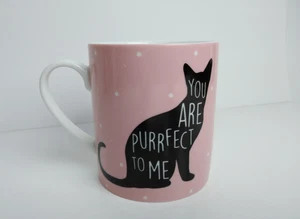 Let's Dine CAT MUG Pink Polka Dots "You Are Purrfect To Me" New Bone China 12oz. - Picture 1 of 11