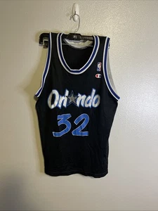 Shaquille O'Neal Shaq #32 Vintage Champion Orlando Magic Black Jersey Sz Small - Picture 1 of 13