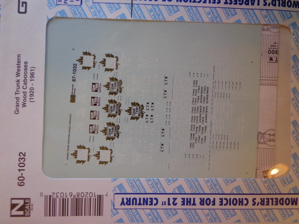 Calcomanía a microescala N #60-1032 Grand Trunk Western Cabooses (1920-1961)-Caboose - Foto 1 de 1