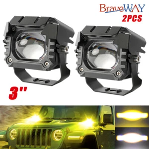 2X 3inch LED Work Light Bar Pods Spot Flood Driving Amber+White Fog Off Road SUV - Picture 1 of 10