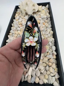 Handbemalte Haarspange - weiße Blumenszene - Bild 1 von 12