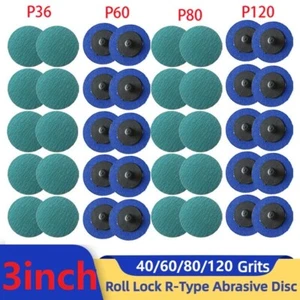 3 inch 75mm Zirconia Sanding Wheel 36-120 Grit Die Grinder Twist Roll Lock Disc - Picture 1 of 16