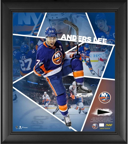 Anders Lee Islanders FRMD 15x17 Impact Collage with a Piece of GU Puck-LE/500 Cover