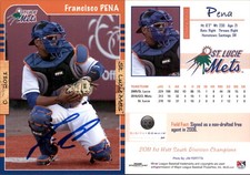 Francisco Pena Signed 2011 Grandstand St. Lucie Mets #NNO Card Auto AU