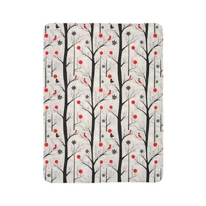 Abstract Winter Trees Pattern, Cozy Fleece Sherpa Blanket, Warm Throw Blanket - Picture 1 of 19