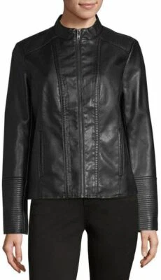 Women's a.n.a Midweight Motorcycle Jacket, Size L, Black   () - Image 1 of 4