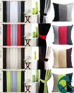 Ösenvorhänge Ring Top komplett gefüttert Paar Fertiggardinen 3-farbig schwarz grau - Bild 1 von 32