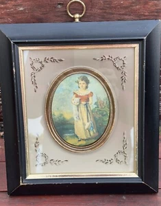 Vtg Turner Shadowbox Frame Girl With Kitten "Chums" Jane Freeman 9x11 Print Gold - Picture 1 of 12